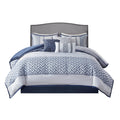 7 Piece Jacquard Comforter Set Navy Cal King California King Navy Polyester