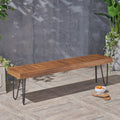 Jane Industrial Wood And Metal Bench Black Metal & Wood