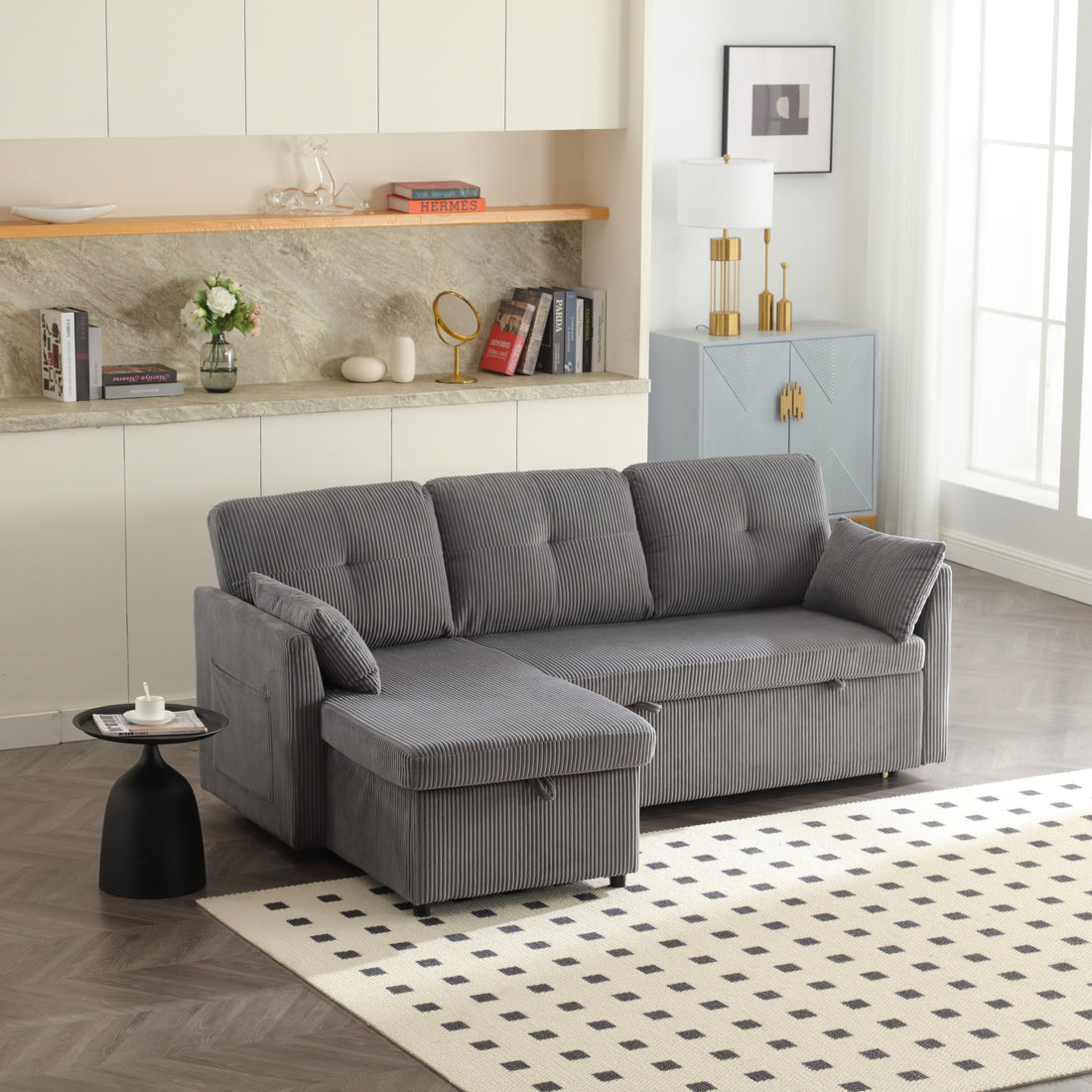 United Modular Sectional Sofa L Shaped Modular Couch With Reversible Chaise Modular Sofa Sectional Couch With Storage Seats Dark Grey Velvet 4 Seat