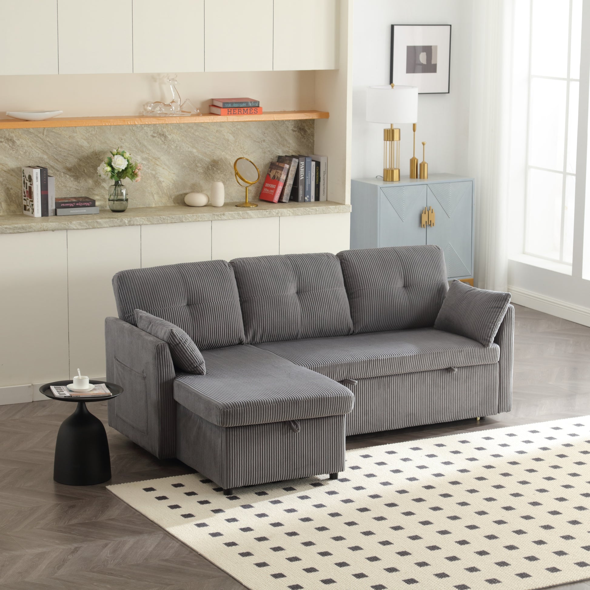 United Modular Sectional Sofa L Shaped Modular Couch With Reversible Chaise Modular Sofa Sectional Couch With Storage Seats Dark Grey Velvet 4 Seat