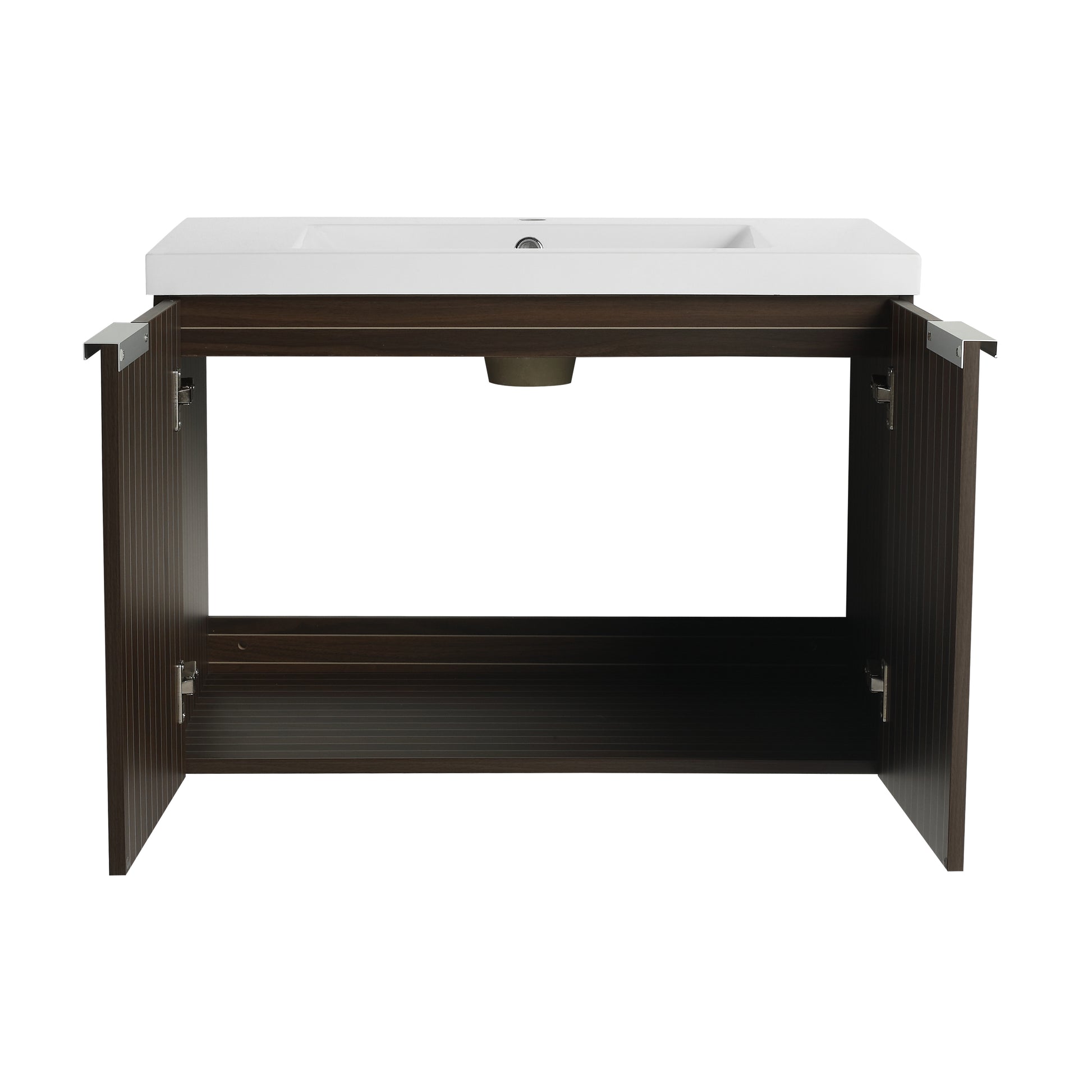 30 Inch Bathroom Vanity With Resin Sink,Soft Close Doors,Float Mounting Design Silver Brown Stripe Bathroom Modern Plywood Plywood