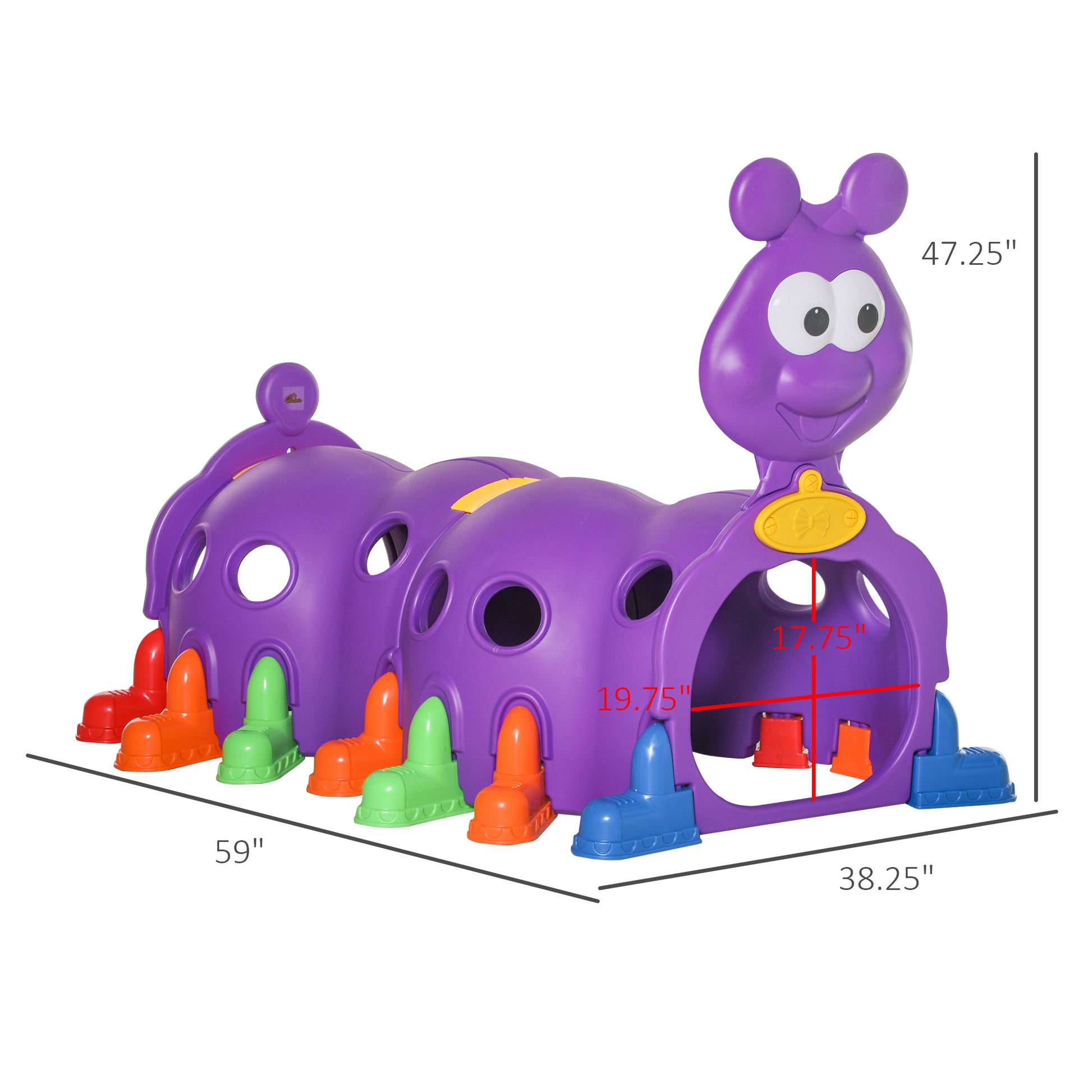 Qaba Caterpillar Climbing Tunnel For Kids Climb N Crawl Toy Indoor & Outdoor Toddler Play Structure For 3 6 Years Old, Purple Purple Plastic