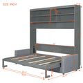 Queen Size Murphy Bed Wall Bed With Sofa,Gray Queen Gray Mdf Lvl