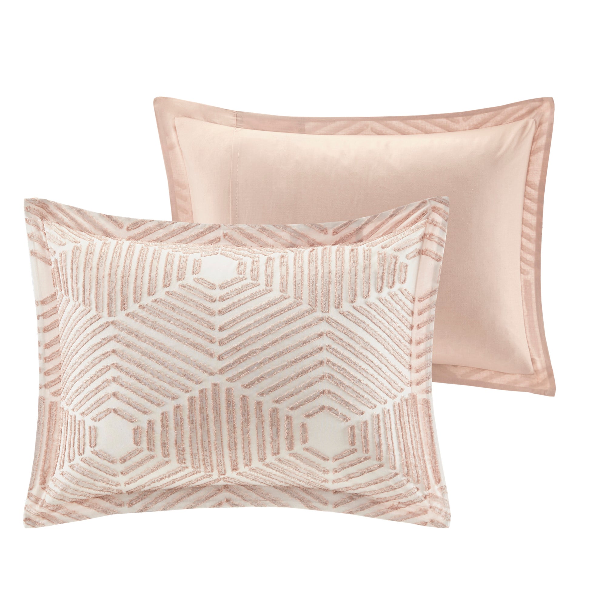 Cotton Jacquard Comforter Set Blush Full Queen Queen Blush Cotton