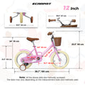 A12116 Ecarpat Kids'Bike Girls Bike 12 Inch Wheels,1 Speed Child Bicycles For 2 3 Years,With Removable Training Wheels Baby Toys,Front V Brake,Rear Holding Brake Pink Steel