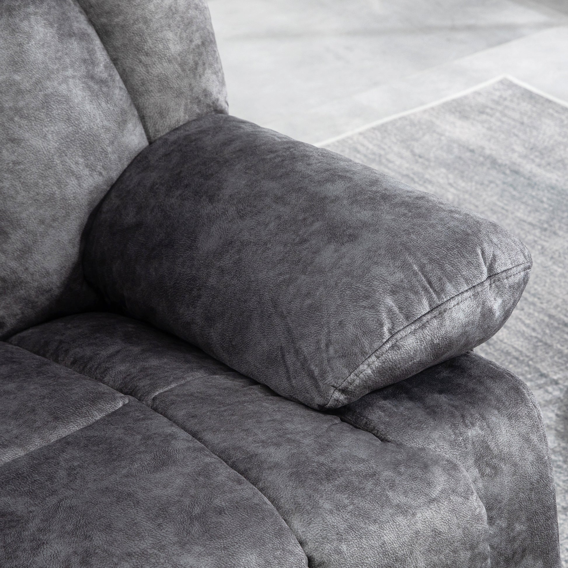 Homcom Swivel Rocker Recliner Chair For Living Room, Fabric Reclining Chair For Nursery, Rocking Chair With Footrest, Side Pockets, Charcoal Gray Charcoal Grey Polyester