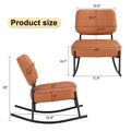 Pu Material Cushioned Rocking Chair, Unique Rocking Chair, Cushioned Seat, Brown Backrest Rocking Chair, Black Metal Legs. Comfortable Side Chairs In The Living Room, Bedroom, And Office Brown Pu