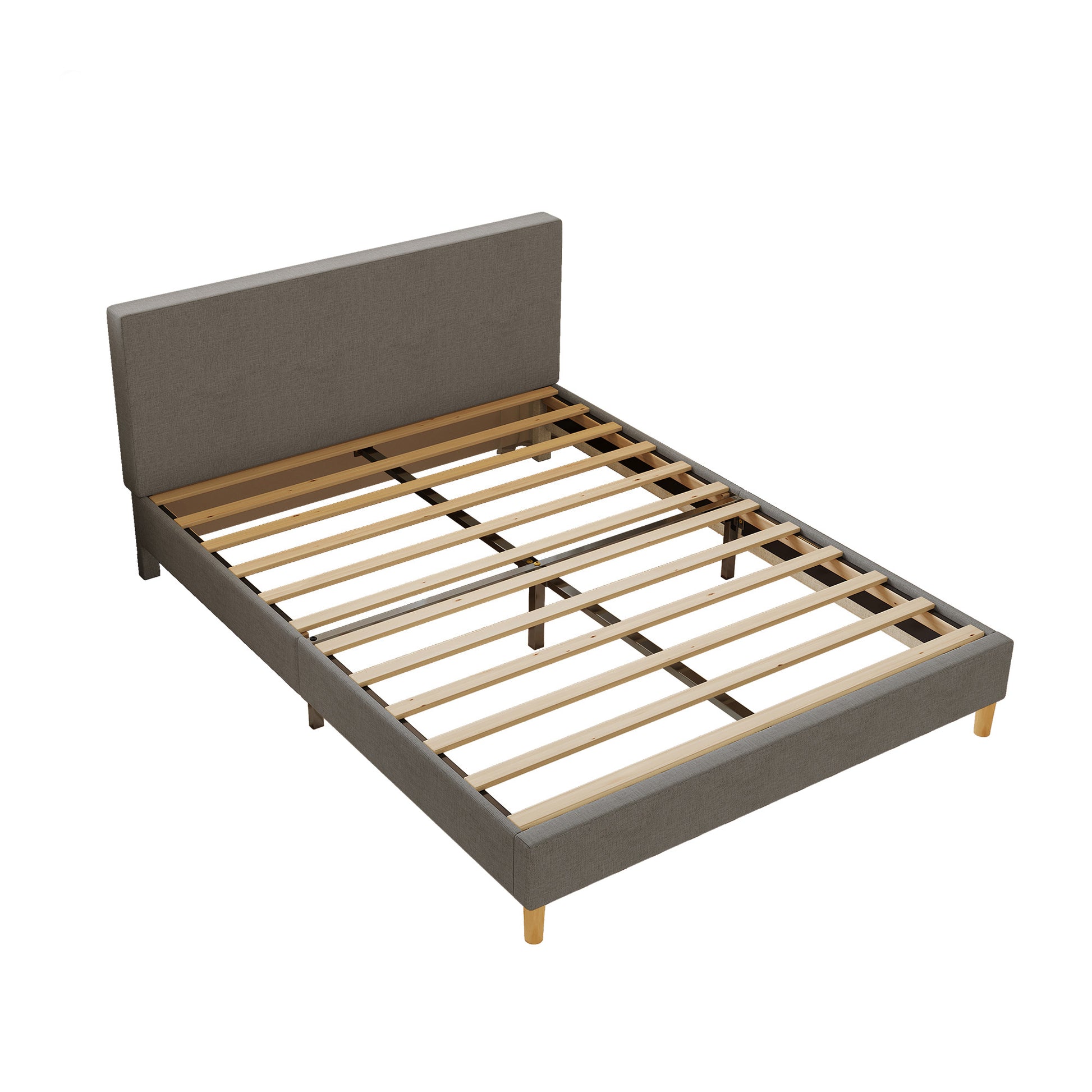 Queen Size Bed, Cotton Linen Fabric, Simple Style, Stable Structure, Easy To Install, Dark Gray Queen Dark Gray Mdf Acacia