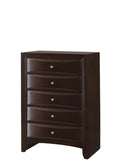 1Pc Contemporary 5 Drawer Chest Brown Finish Solid Wood Wooden Bedroom Furniture Brown 5 Drawers & Above Bedroom Drawer Storage Contemporary Drawers Cherry Wood