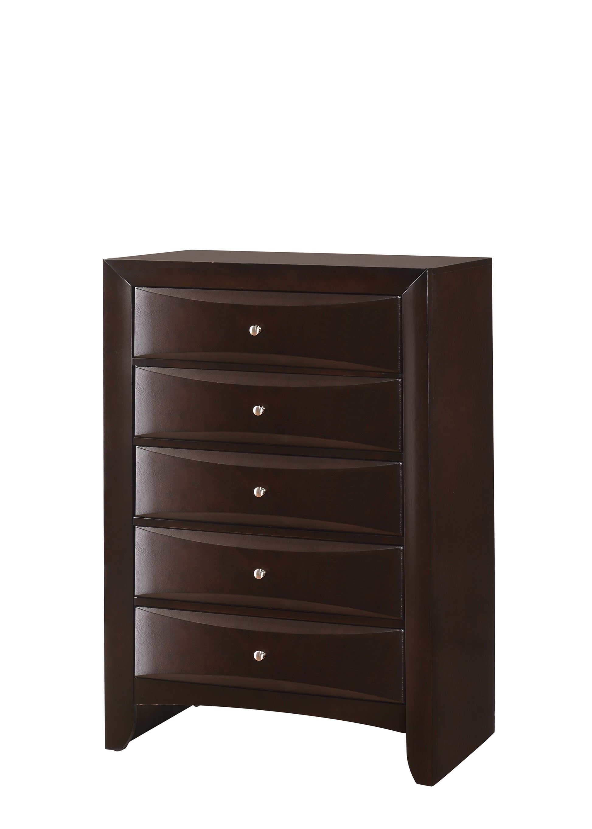 1Pc Contemporary 5 Drawer Chest Brown Finish Solid Wood Wooden Bedroom Furniture Brown 5 Drawers & Above Bedroom Drawer Storage Contemporary Drawers Cherry Wood