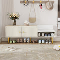 Modern Shoe Storage Bench With Hidden Storage And Upholstered Cushions For Bedside, Living Room And Entryway Antique White Antique White Mdf Metal