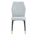 4 Light Gray Modern Dining Chairs With Stylish Pu Patterned Backrest And Black Metal Legs For A Comfortable Home Experience In The Kitchen, Bedroom And Office. Light Gray Pu