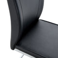 Luxury Simple Arch Chair Set Of 2 Black Pu Material High Resilience Dining Chair With Arched Metal Silver Leg. Black Silver Set Of 2 Metal,Pu