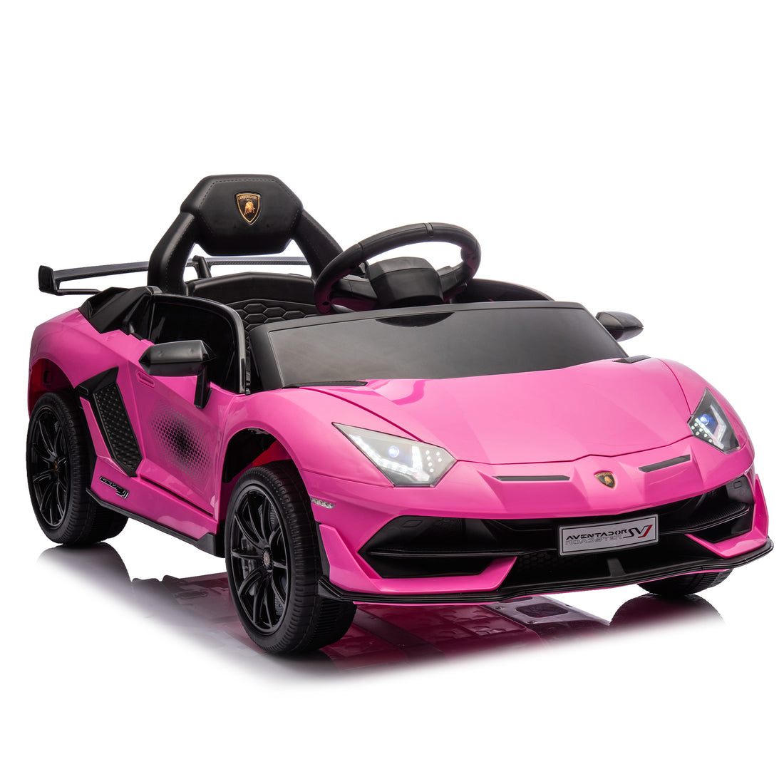 12V Kids Ride On Car W Parents Remote Control,Licensed Lamborghini Aventador Xago,Hydraulic Pressure Door,Slow Start,Early Education,Bluetooth,Adjustable Volume,Mp3,Usb,Led Lights For Kids Aged 3 8. Pink 50 99 Lbs Polypropylene