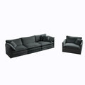 2 Piece Upholstered Sofa, Living Room Sectional Sofa Set Modern Sofa Couches Setdeep Seat Sofa For Living Room Apartment, 1 3 Seat Gray Chenille Gray Chenille 4 Seat