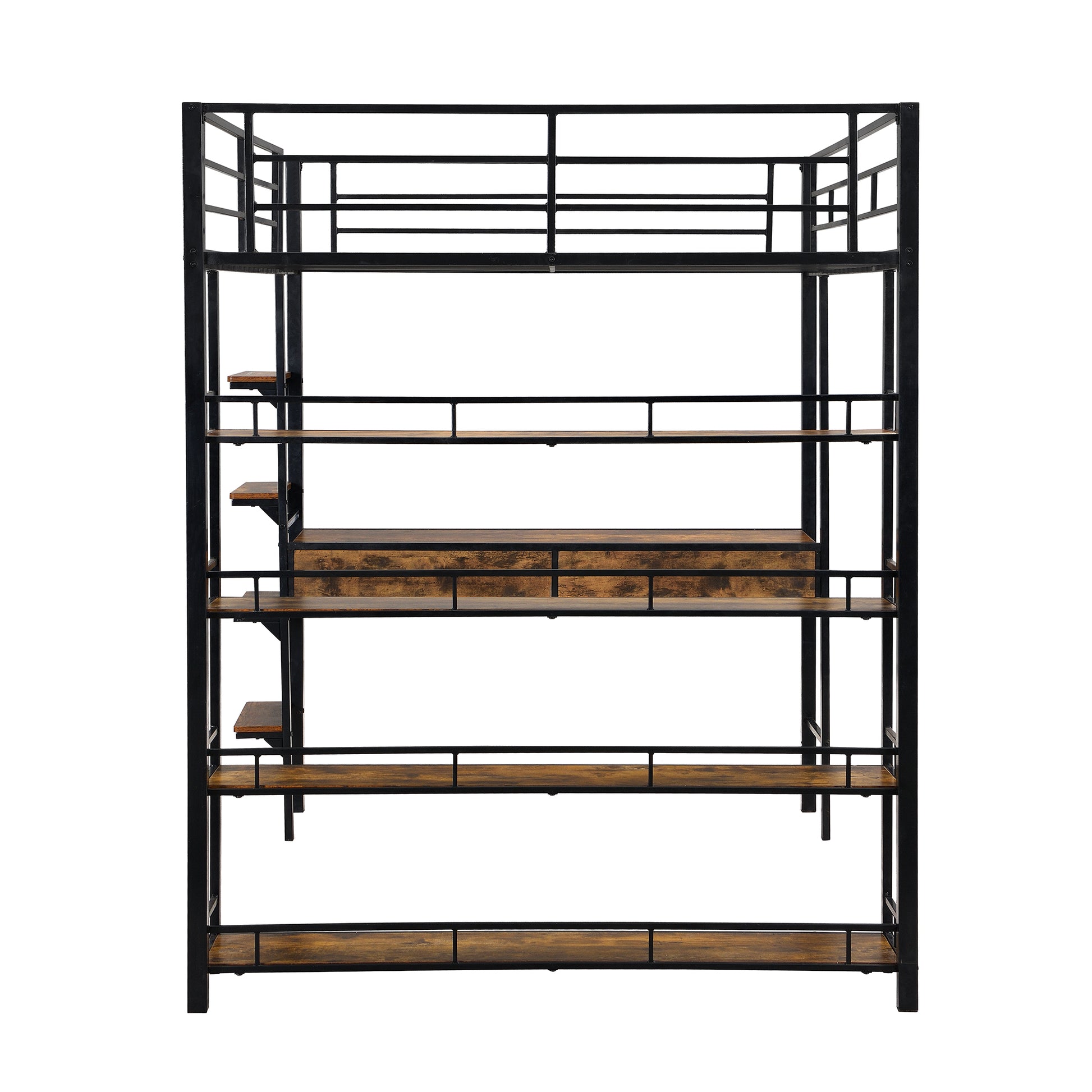 Full Size Metal Loft Bed With Desk And Shelves, Black Expected Arrival Time: 9.18 Box Spring Not Required Full Black Metal Solid Wood Mdf