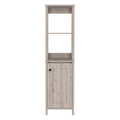 Arctic Linen Cabinet, With Four Shelves, Single Door Cabinet Beige 1 4 18 To 23 In 36 To 59 In Bathroom Freestanding Contemporary 10 15 Inches Melamine Engineered Wood