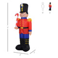 Homcom 6' Christmas Inflatable Nutcracker Toy Soldier With Candy Cane, Outdoor Blow Up Yard Decoration With Led Lights Display Red Polyester