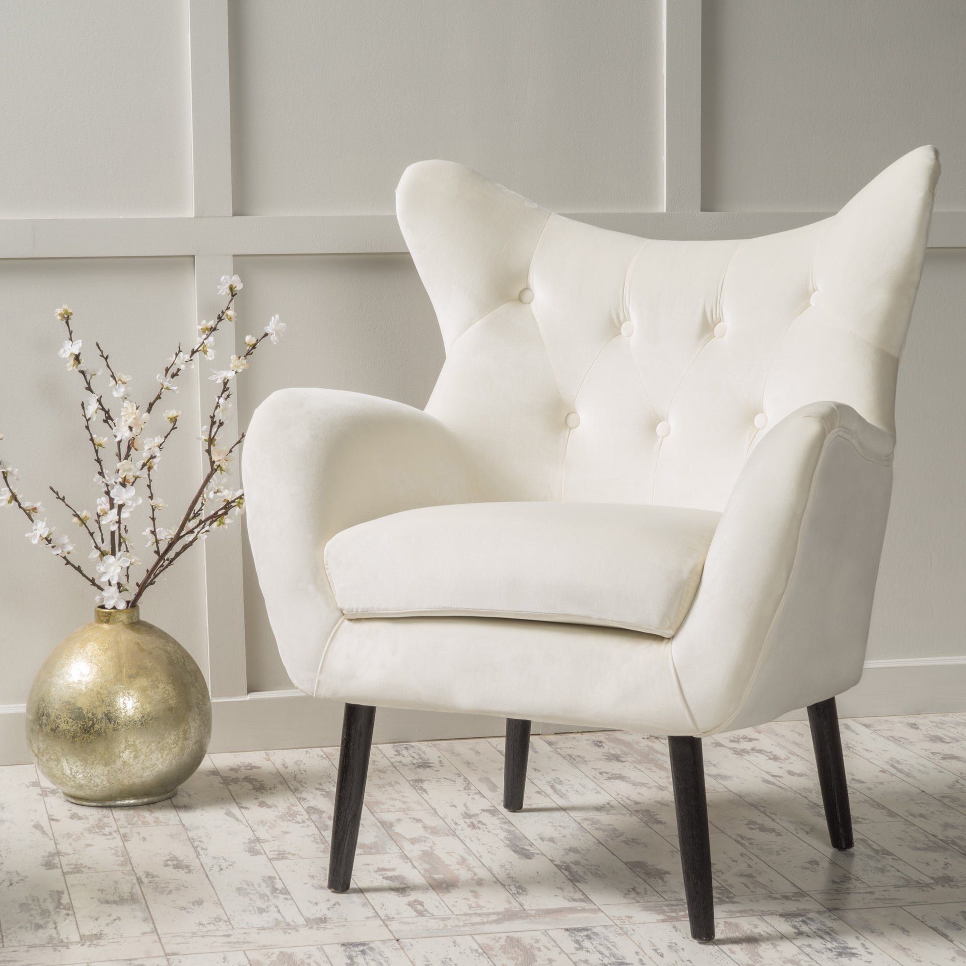 Arm Chair Ivory Velvet