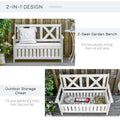 Outsunny Patio Wooden Bench With Storage Box, 29 Gallon Outdoor Storage Bench, Large Entryway Deck Box W Unique X Shape Back, For Deck, Porch & Balcony, White White Wood