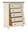 Transitional Rustic Style 1Pc Chest Of 5X Drawers Antique White And Rosy Brown Bedroom Furniture Antique White,Brown Mix Rustic,Transitional Wood