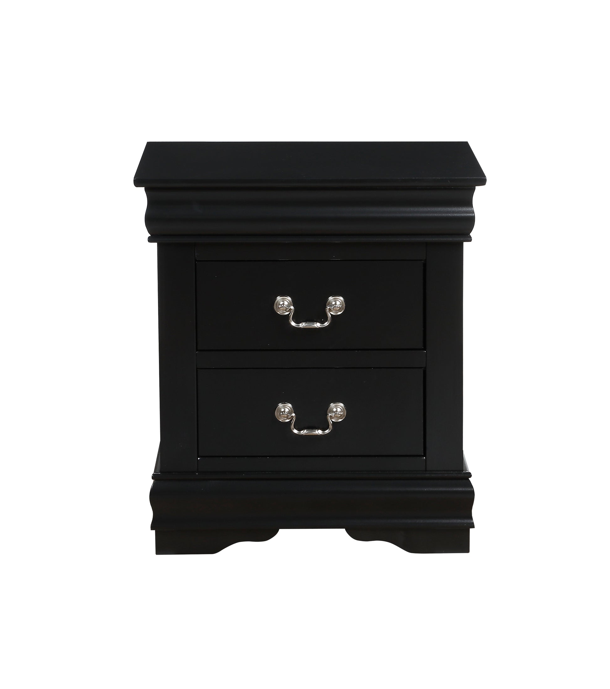 Louis Philippe Black Finish Nightstand Black Synthetic Wood