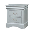 Louis Philippe Platinum Finish Nightstand Silver Grey Synthetic Wood