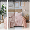 Embroidered Medallion Faux Fur Ultra Plush Comforter Mini Set King Blush Polyester