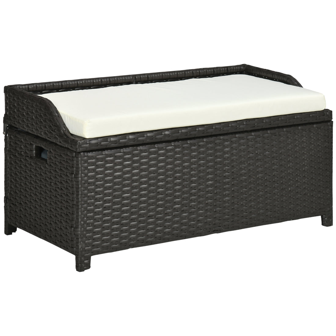 Outsunny Outdoor Wicker Storage Bench Deck Box, Pe Rattan Patio Furniture Pool Container Storage Bin With Interior Waterproof Bag And Comfortable Cushion, Cream White Cream White Aluminum
