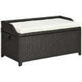 Outsunny Outdoor Wicker Storage Bench Deck Box, Pe Rattan Patio Furniture Pool Container Storage Bin With Interior Waterproof Bag And Comfortable Cushion, Cream White Cream White Aluminum