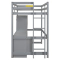 Twin Size Loft Bed With Wardrobe, Desk And Storage Drawers, Gray Twin Gray Pine