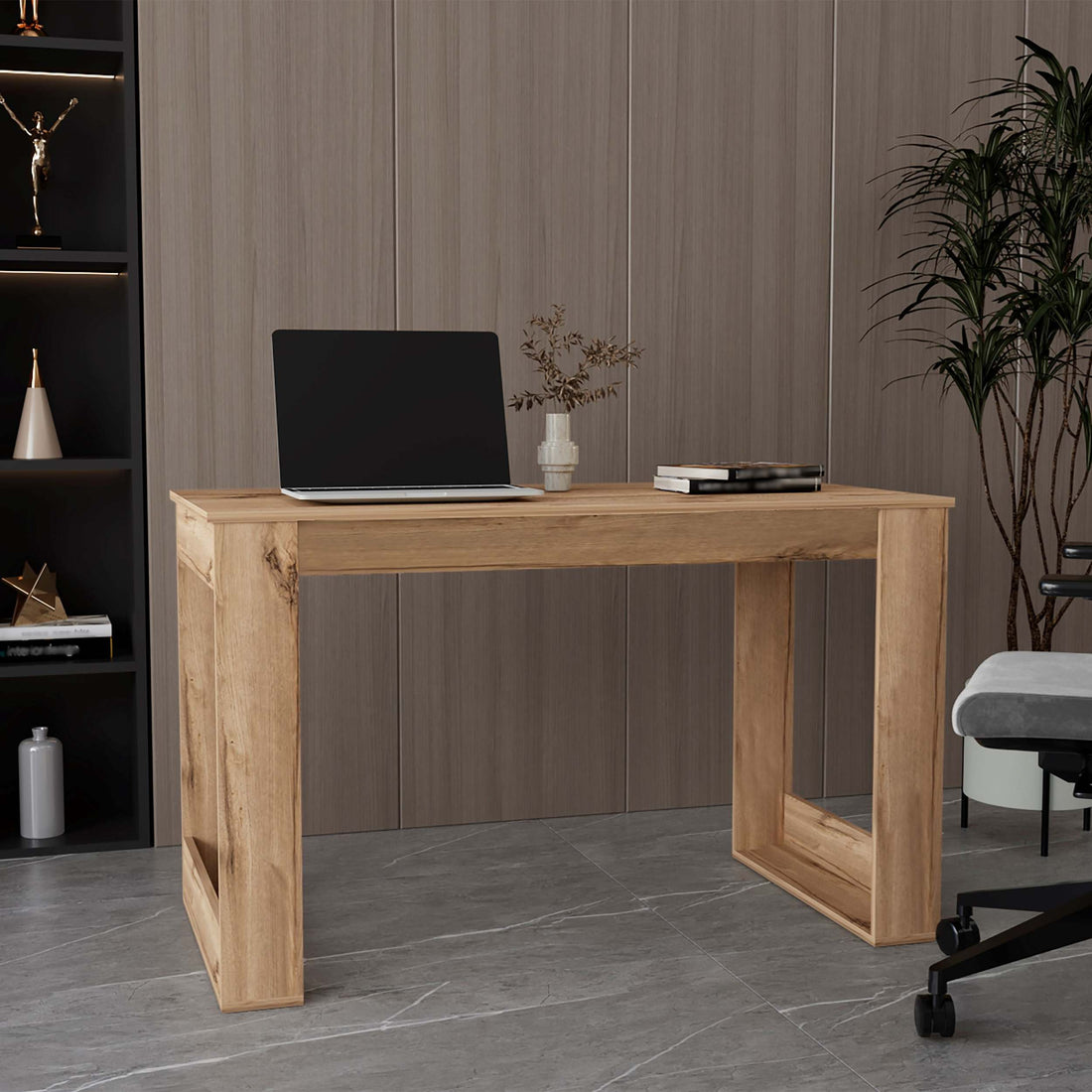 Lacey Rectangle Computer Desk Smokey Oak Light Oak Particle Board