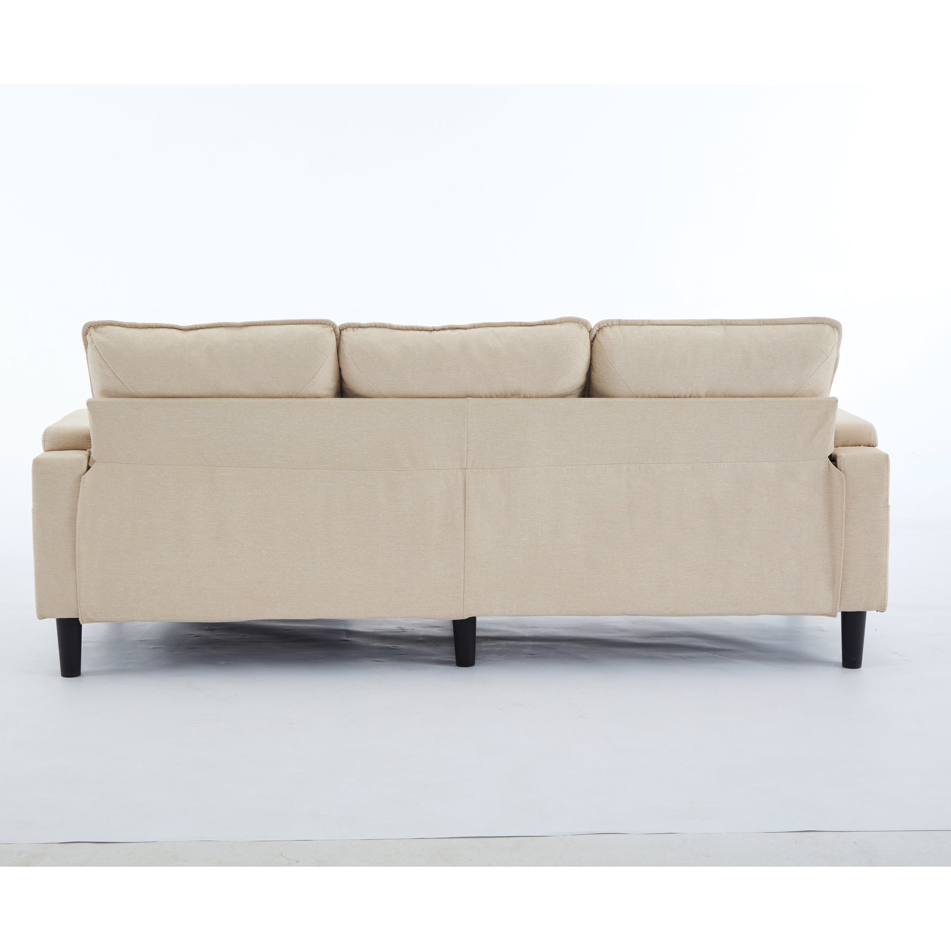 Beige Color Knock Down 3 Seat Combo Sofa With Storage Ottoman For Living Room Apartment Bedroom And Compact Room, Upholstered Sectional Couch, L Shaped Bench With A Footrest, A Individual Sto White Wood Primary Living Space Heavy Duty Pine 3 Seat Beige