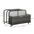 Outsunny Wicker Patio Poolside Float Storage Basket, Pe Rattan Outdoor Pool Caddy With Rolling Wheels For Floaties, Noodles, Life Vests, Beach Balls, Toys, Grey Gray Steel
