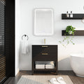 30 Inch Bathroom Vanity With Sink And 2 Soft Close Drawers, Golden Handle Bvb01030Bctg Bl9075B Black Chestnut Bathroom Modern Plywood