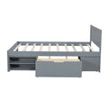 Full Size Platform Bed With Drawer And Two Shelves, Gray Full Gray Mdf Lvl