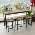 Long Dining Table Set With 3 Stools, Easy Assembly, Natural Same Sku:W75753848 Natural Mdf Metal