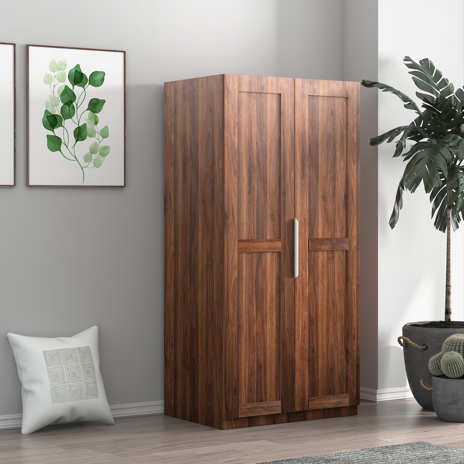 62.99In Kitchen Pantry Cabinet, Walnut Freestanding Buffet Cupboards Sideboard With Doors & Shelves, Kitchen Pantry Storage Cabinet For Kitchen, Living Room And Dinning Room Walnut Mdf