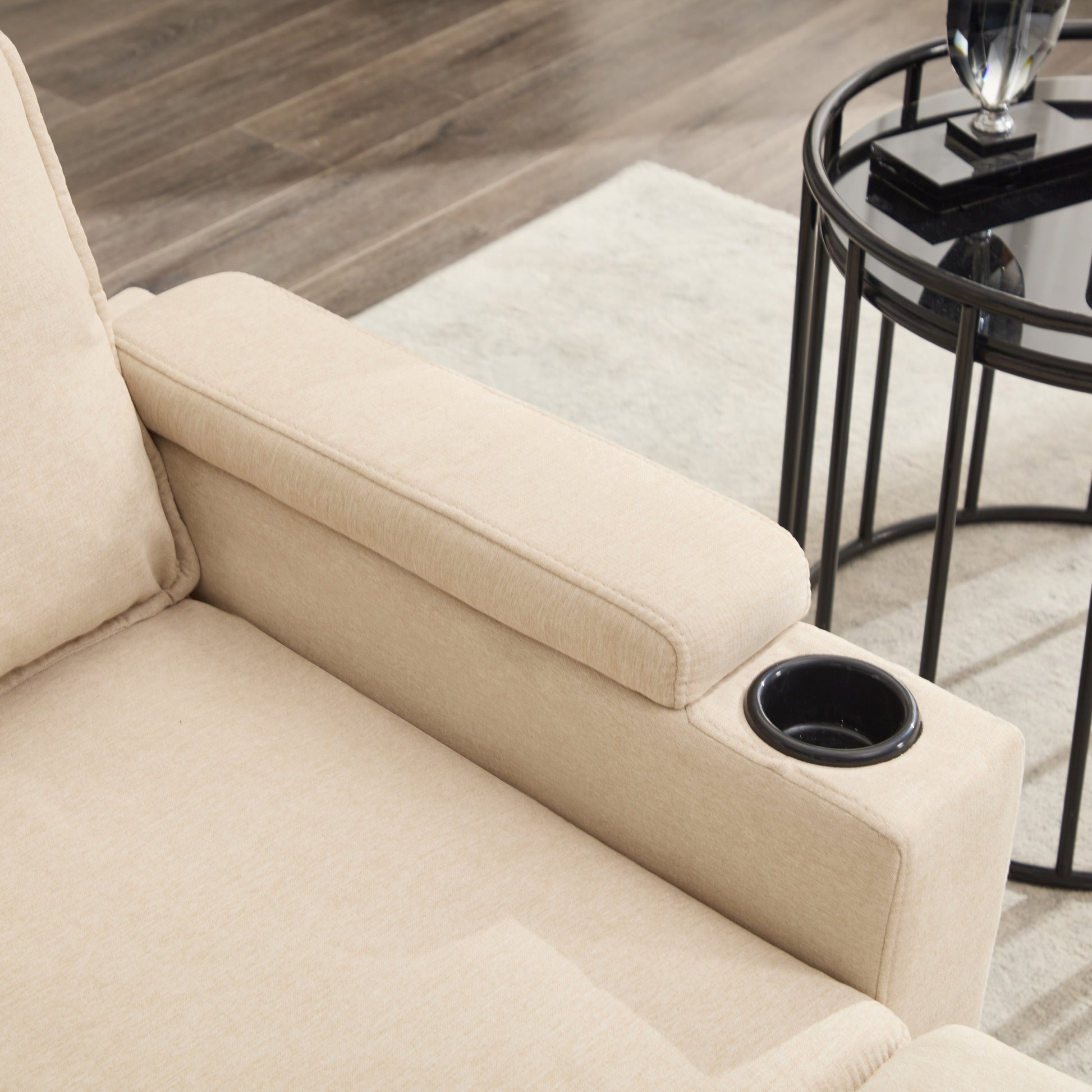 Beige Color Knock Down 3 Seat Combo Sofa With Storage Ottoman For Living Room Apartment Bedroom And Compact Room, Upholstered Sectional Couch, L Shaped Bench With A Footrest, A Individual Sto White Wood Primary Living Space Heavy Duty Pine 3 Seat Beige