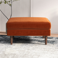 Amber Square Upholstered Ottoman Burnt Orange Velvet Burnt Orange Brown Velvet Wood Velvet Medium Firm Backless Solid Orange Mid Century Modern Square Foam Solid Wood,Velvet