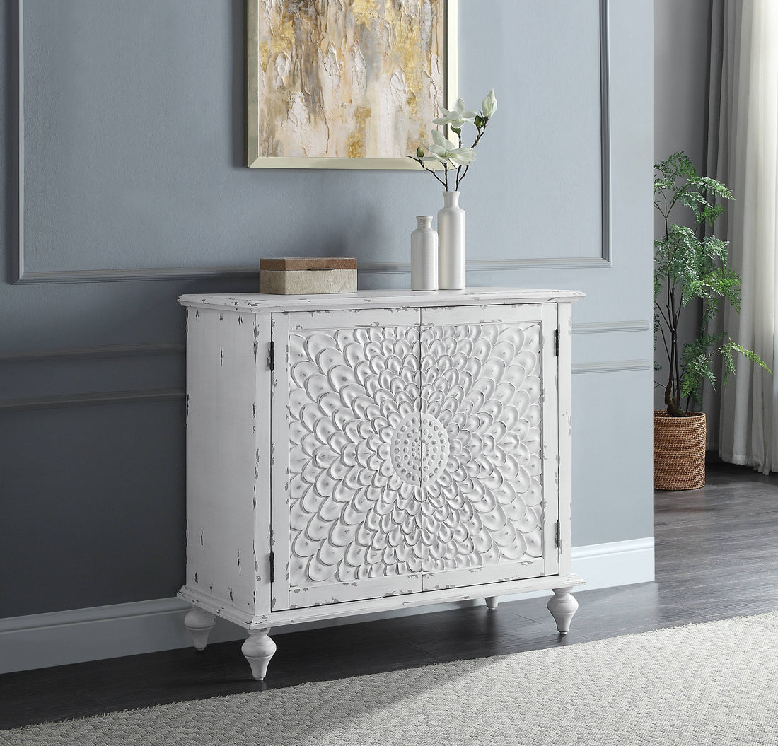 Antique White 2 Door Console Cabinet Freestanding 1 2 Shelves Antique Antique White Primary Living Space Solid Wood Mdf