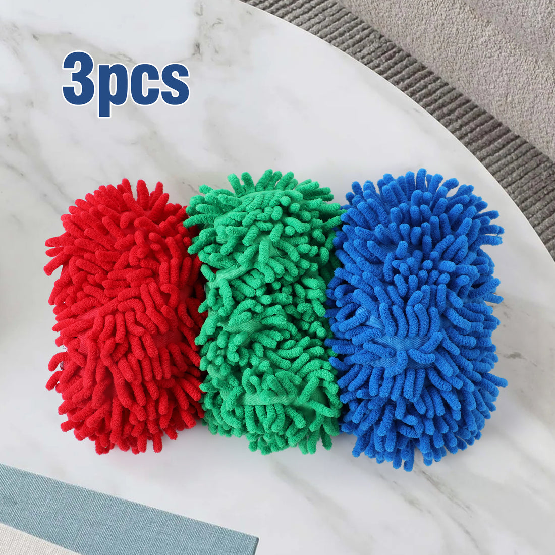 Microfiber Mop Slippers,Mop Slippers For Floor Cleaning,Machine Washable And Reusable,3Pieces,Suitable For Kitchen, Living Room And Other Occasions Blue,Green,Red Microfiber