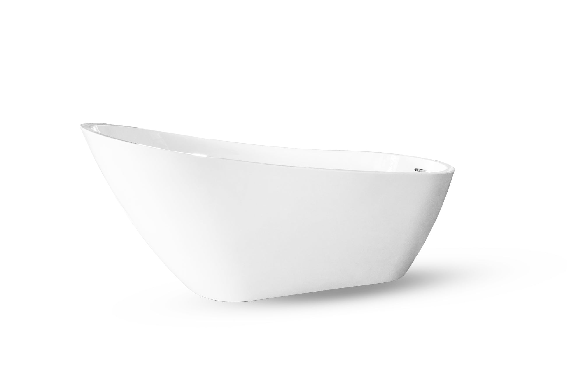 67" Acrylic Freestanding Slipper Bathtub: Gloss White Finish, Chrome Overflow & Pop Up Drain White Bathroom Freestanding Tubs Polished 61 69 In Contemporary Soaking Center Acrylic Acrylic