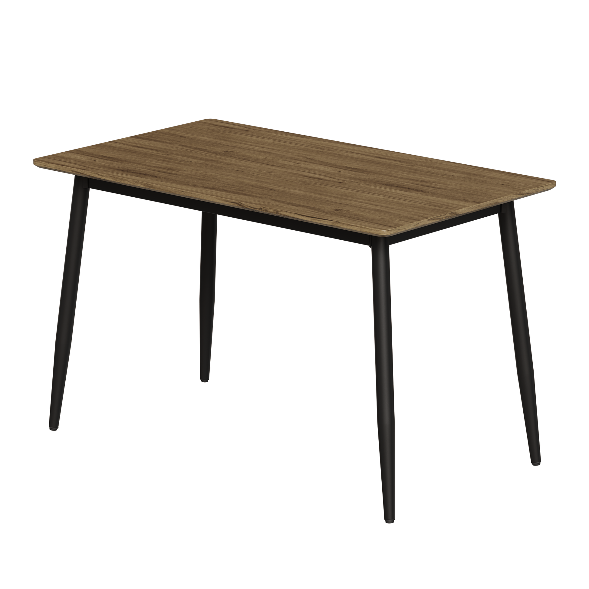 Modern Minimalist Wood Grain Tabletop Dining Table, Stylish Dining Table, Kitchen Dining Table, Sturdy And Durable, Easy To Assemble, Black Metal Leg Design, Suitable For 4 6 People, Suitable For
