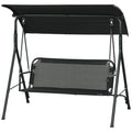 Outsunny 3 Seat Outdoor Patio Swing Chair With Removable Cushion, Steel Frame Stand And Adjustable Tilt Canopy For Patio, Garden, Poolside, Balcony, Backyard, Black 1 Black Steel