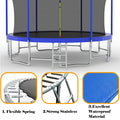 16Ft Trampoline With Balance Bar & Basketball Hoop&Ball, Astm Approved Reinforced Type Outdoor Trampoline With Enclosure Net Antique Blue Metal