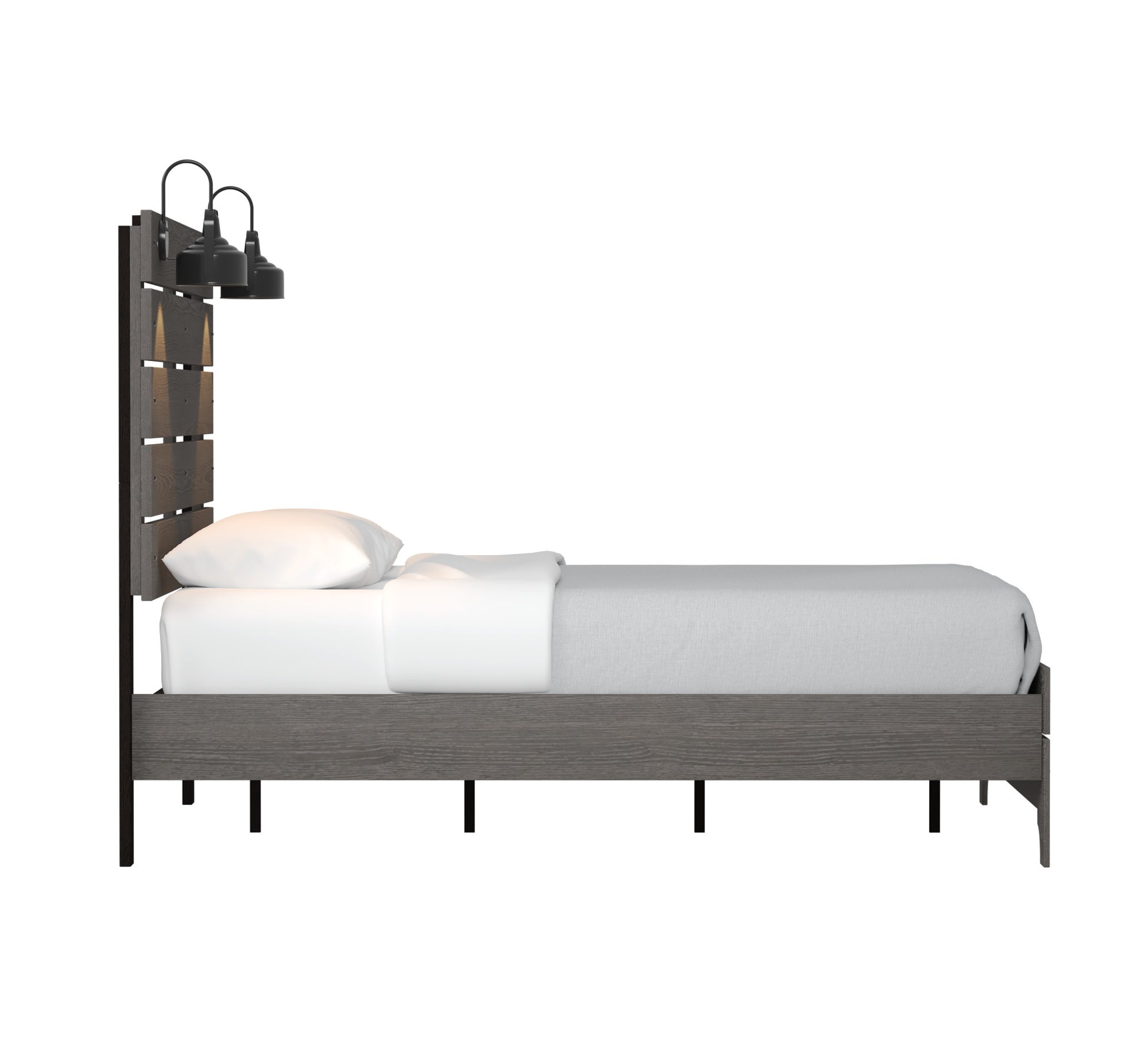 Junipe Brown King Bed With Lights King Brown Engineered Wood