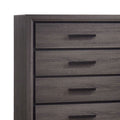 Wooden Chest With 5 Drawers And Finger Pull Handle, Gray And Black Black Gray Wood