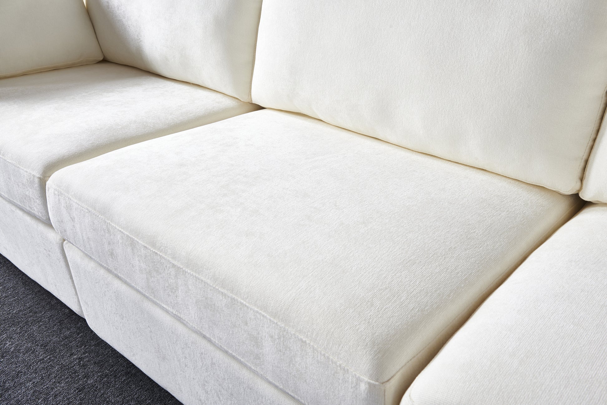 Modular Sofa Whitechenille Fabric, Simple And Grand, The Seat And Back Is Very Soft. This Is Also A Knock Down Sofa Creamy White White Chenille Wood Primary Living Space Medium Firm Light Duty Victorian Rectangle Acacia Rolled Arms Chenille 4 Seat