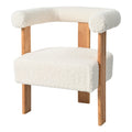 Mid Century Modern Barrel Accent Chair, Upholstered Kitchen & Dining Room Chairs With Arms, Teddy Velvet Boucle Accent Chairs Side Chairs For Kitchen Living Room Bedroom, White White Teddy